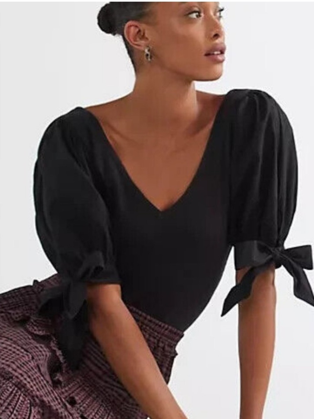 Anthropologie Maeve Bow Puff Sleeve Top